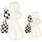 White Ceramic Checkered Dog Balloon Sculpture Set